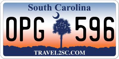SC license plate OPG596