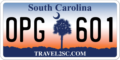 SC license plate OPG601