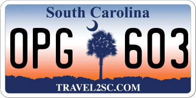 SC license plate OPG603