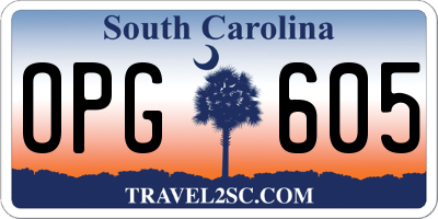 SC license plate OPG605