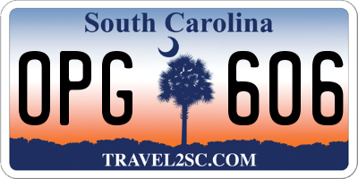 SC license plate OPG606