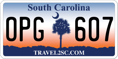 SC license plate OPG607