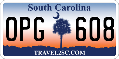 SC license plate OPG608