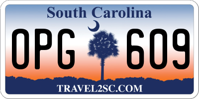 SC license plate OPG609