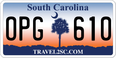 SC license plate OPG610