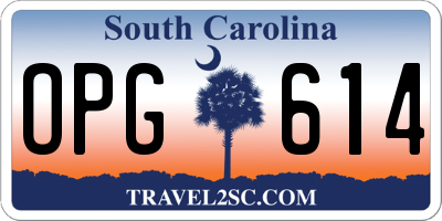 SC license plate OPG614