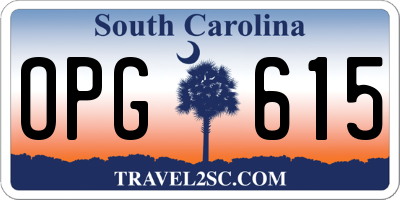 SC license plate OPG615