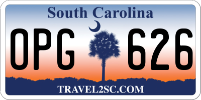 SC license plate OPG626