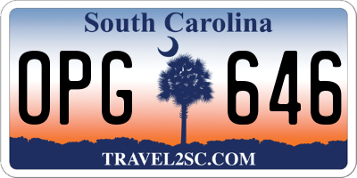 SC license plate OPG646