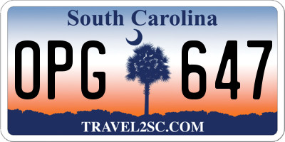 SC license plate OPG647