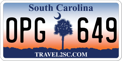 SC license plate OPG649