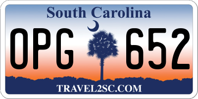 SC license plate OPG652