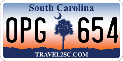 SC license plate OPG654