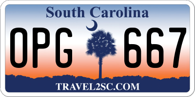 SC license plate OPG667