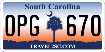 SC license plate OPG670