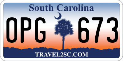 SC license plate OPG673