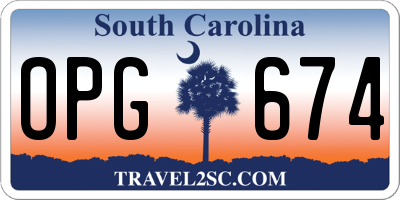 SC license plate OPG674