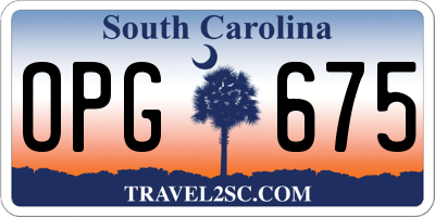 SC license plate OPG675