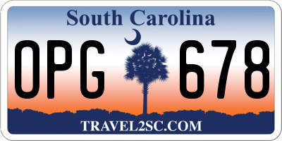 SC license plate OPG678