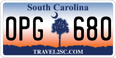 SC license plate OPG680