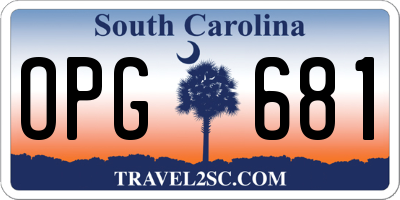 SC license plate OPG681