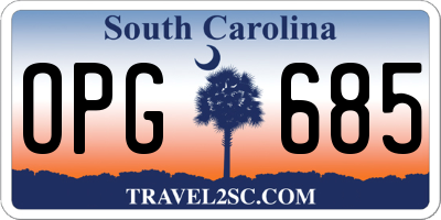 SC license plate OPG685
