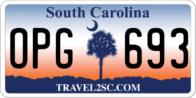 SC license plate OPG693