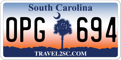 SC license plate OPG694