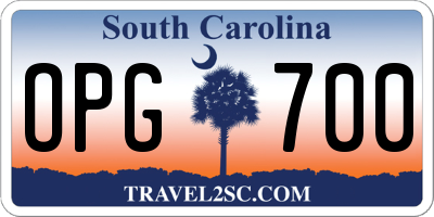 SC license plate OPG700