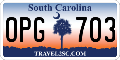 SC license plate OPG703