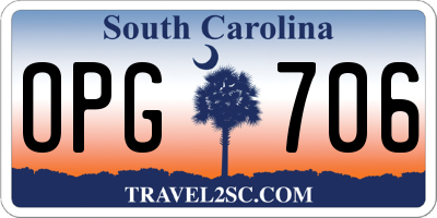 SC license plate OPG706