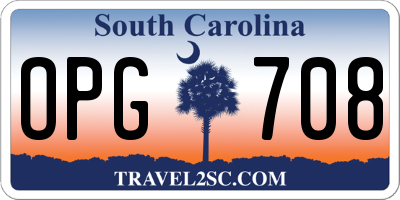 SC license plate OPG708