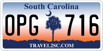 SC license plate OPG716