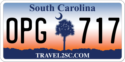 SC license plate OPG717