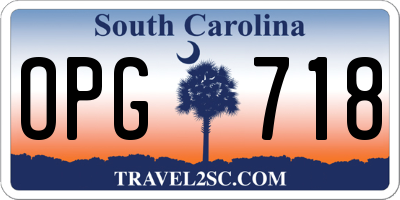 SC license plate OPG718