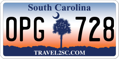 SC license plate OPG728