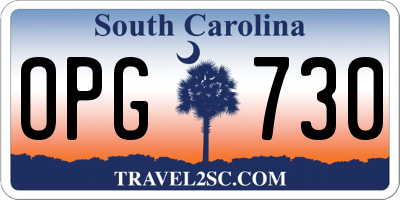 SC license plate OPG730