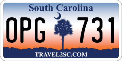 SC license plate OPG731