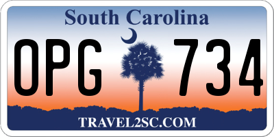 SC license plate OPG734