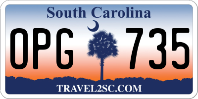 SC license plate OPG735