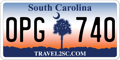 SC license plate OPG740