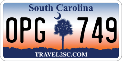 SC license plate OPG749
