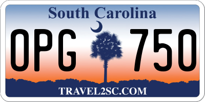 SC license plate OPG750