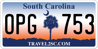 SC license plate OPG753