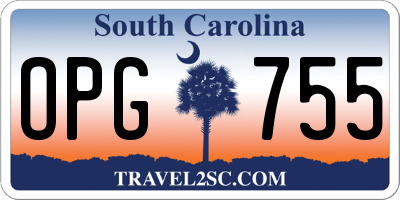 SC license plate OPG755