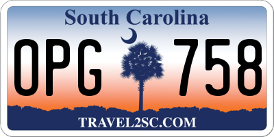 SC license plate OPG758