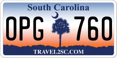SC license plate OPG760