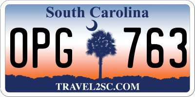 SC license plate OPG763