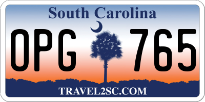 SC license plate OPG765