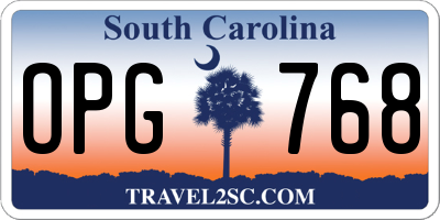 SC license plate OPG768